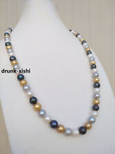 Gorgoeus AAAA South Sea Round White Multi-color Pearl Necklace 19" 14k  Gold P