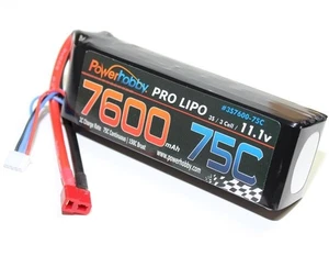 Power Hobby 3S760075CDNS 7600mAh 11.1V 3S 75C LiPo Battery with Hardwired T-Plug - Picture 1 of 1