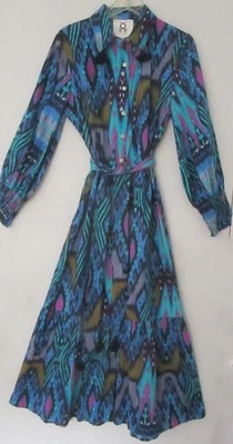 Maxi Vestido Figue Manga Larga Cinturón Borlas Algodón Multicolor Para Mujer Mediano Foto 1 de 4