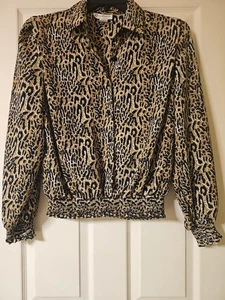 Blusa Vintage Rebecca Stuart Estampado Animal Manga Larga Talla 12 - Imagen 1 de 8