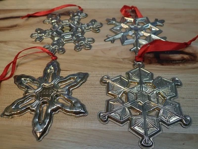 Gorham Adornos de Copo de Nieve de Plata de Ley 1986-1989 con Bolsas Foto 1 de 4