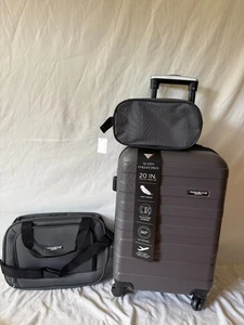 New Travelers Club Austin Hard side 20" Carry On Luggage Set 3 Piece Gray - Picture 1 of 7