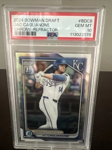 2024 BOWMAN DRAFT CHROME-REFRACTOR #BDC8 JAC CAGLIANONE PSA 10 - Picture 1 of 4