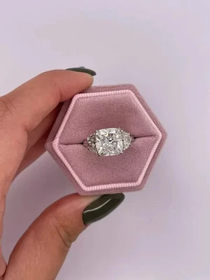 Anillo de compromiso mujer platino 950 diamantes IGI cultivado en laboratorio 3,60 quilates corte cojín Foto 1 de 4