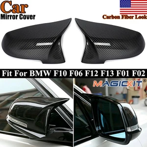 Carbon Fiber Pattern Rear View Mirror Cover Caps For BMW F10 F11 F07 F06 2014-16 - Picture 1 of 19