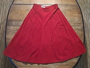 Vintage 10 rote Ziegenveloursleder Midirock A-Linie Urlaub Hippie Western Boho Heritage - Bild 1 von 12