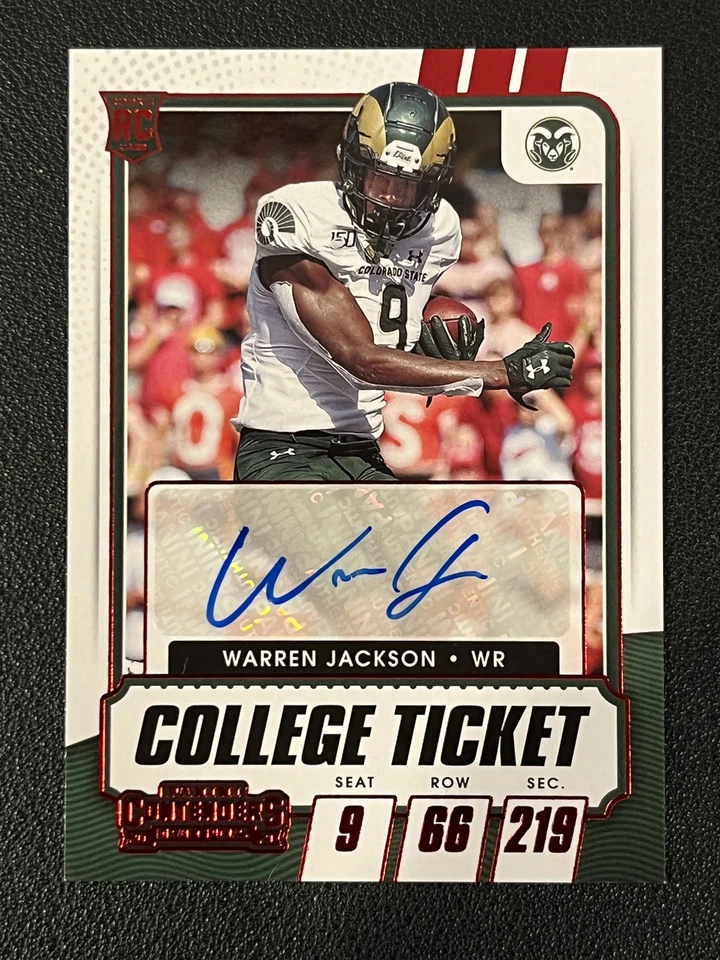 Warren Jackson 2021 Panini Contenders College Ticket Red Foil Auto Rookie Rams - Image 1 of 1