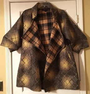 SIMON CHANG Avant Garde Coat Draped Open Front Folded Sleeves Size L - Picture 1 of 7
