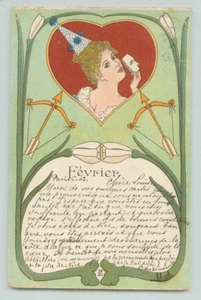 Postcard Art nouveau valentines, Cupid 1902. - Imagen 1 de 2