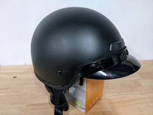 EXL 206 Dot Fiberglass Half Shell Helmet With Removable Ear Flaps Small Black - Picture 1 of 11