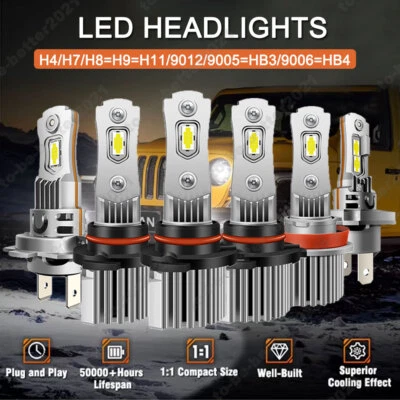 2X 12V H4/H7/H8=H9=H11/9012/9005=HB3/9006=HB4 Led Car Fog Bulbs Lights Headlight - Image 1 of 4