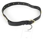 SANDRO Talia Belt Women's SMALL Cow Leather Studded Round Gold Buckle Noir