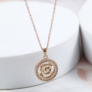 Michael Kors Letters Hollow Disc Inlaid Rhinestone Necklace New Jewelry Gift