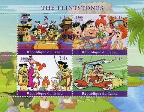 Chad 2018 CTO The Flintstones Fred Barney 4v M/S Hanna-Barbera Cartoons Stamps Cover