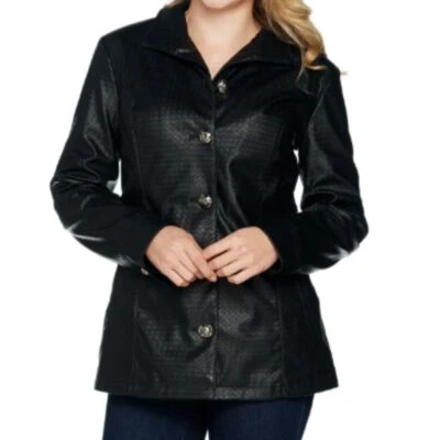 Chaqueta para mujer Dennis by Dennis Brasso negra de imitación de cuero grande diamante Foto 1 de 4