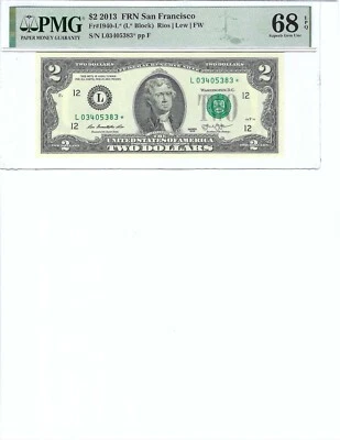 2013 $2 FRN FR1940-L* PMG 68 EPQ, San Francisco * Note S/N L03405393*!!! - Image 1 of 2