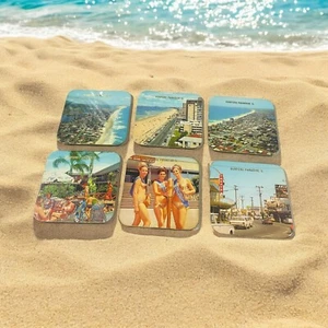 6 Vtg Surfers Paradise O Australia 60’s Souvenir Bar Coasters Bikinis Kitschy - Imagen 1 de 10