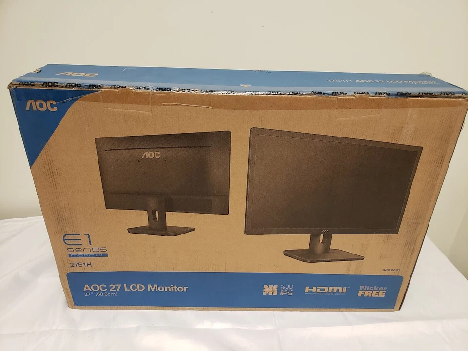 AOC 27" Full HD 1920x1080 Monitor IPS Panel 5ms FlickerFree HDMI/VGA 27E1H  - Image 1 of 2