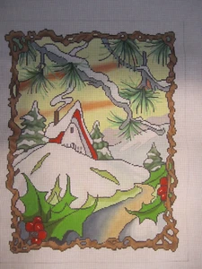 Handpainted Needlepoint Canvas BY BRENDA STOFFT-TITLED WINTER MRON - Picture 1 of 8