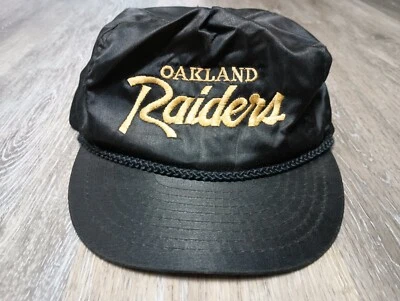 Oakland Raiders Script De Colección Sombrero de Nylon Original Correa Gorra Otto Bordado Dorado Foto 1 de 4