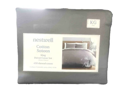 Juego de funda nórdica Nestwell 450 TC 100 % algodón súper suave gris escarcha king $150 Foto 1 de 4