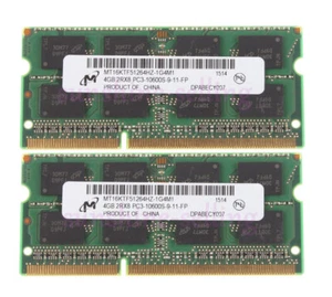 RAM 8GB 2pcs 4GB Micron 2RX8 DDR3 1333MHz PC3-10600S,204PIN SODIMM Laptop`Memory - Picture 1 of 7