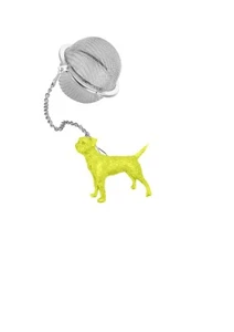 ppd02 Border Terrier Gold Chrom 2 Zoll Tee Kugel Mesh-Ei Edelstahlsieb - Bild 1 von 1