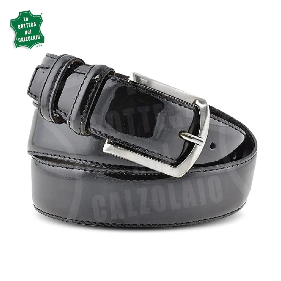 Cintura in vernice elegante classica nero uomo donna per abito da cerimonia - Immagine 1 di 4