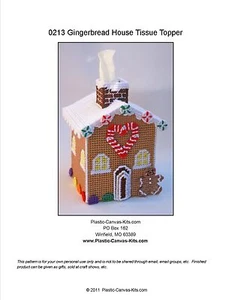 Gingerbread House Tissue Topper-Christmas-Plastic Canvas Pattern or Kit - Picture 1 of 1