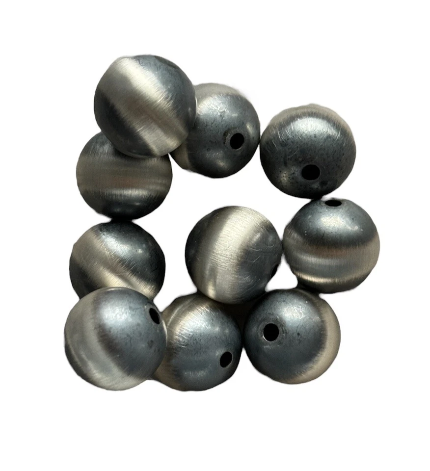 925 Sterling Silver “Navajo Style” 16mm Pearl Seamless Loose Beads Lot of 10 - Image 1 of 4