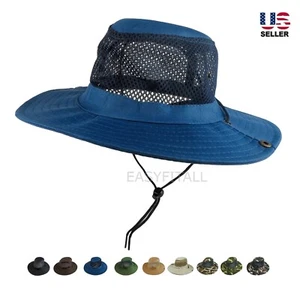 Wide Brim Sun Hat UV Protection Bucket Cap Boonie Hiking Camping Fishing Safari - Picture 1 of 17