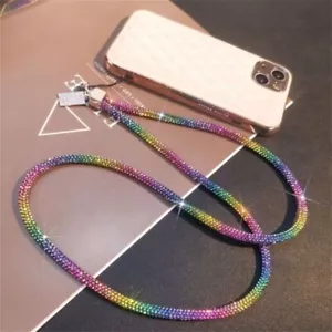 Chaîne de poignet en cristal couleur Bling cordon de téléphone diamant courte longue sangle de téléphone - Photo 1 sur 49