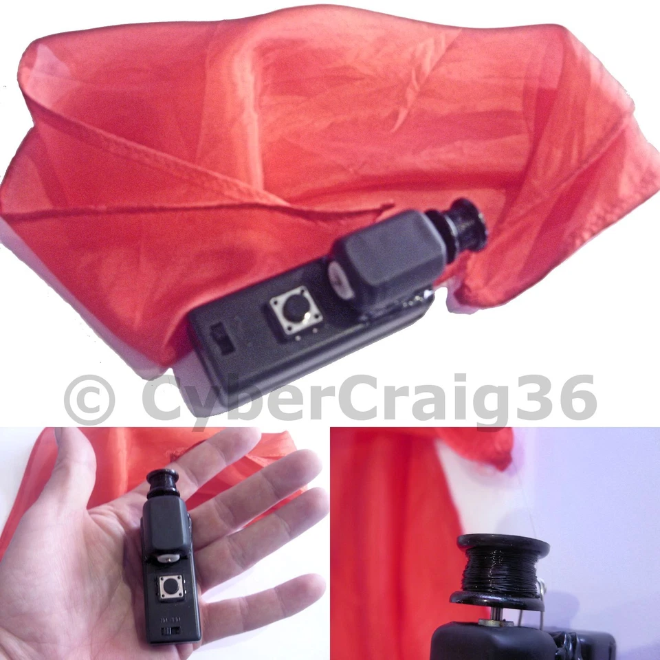 FLYING RED SILK FLIGHT POWER REEL STAGE MAGIC TRICK FLY UP SCARF ELECTRONIC PROP - Image 1 of 1