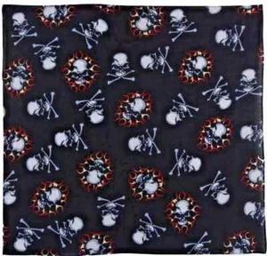 100% Cotton Large Square Skull Fire Print Bandana Head Scarf Neck Tie BBT125 - Picture 1 of 8