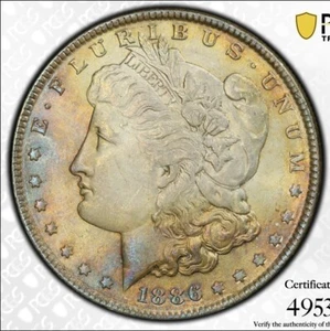 Morgan Silver Dollar 1886 PCGS MS 64 Uncirculated $1 Coin Beautiful Toning - Picture 1 of 12
