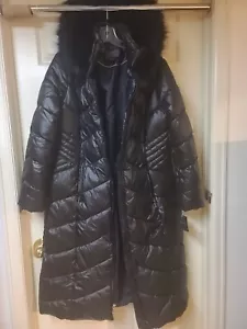 Gallery New York womens black black winter long parka coat new sz L - Picture 1 of 7
