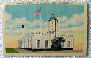 CARTOLINA LINO CASA DI WORSHAM POST 40 LEGIONE AMERICANA HENDERSON KENTUCKY #66th2 - Foto 1 di 2