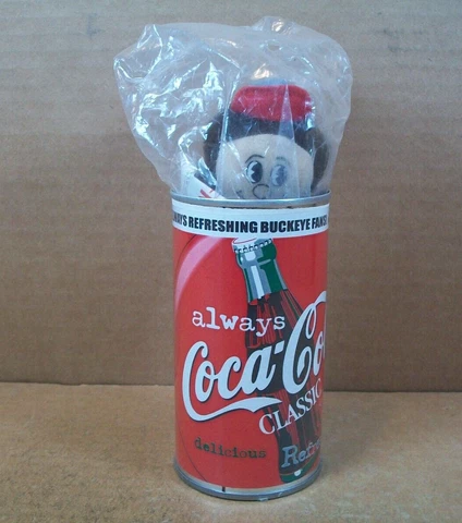 1996 Ohio State University ~ 6" Plush Brutus Buckeye In Coca-Cola/OSU Can Cover