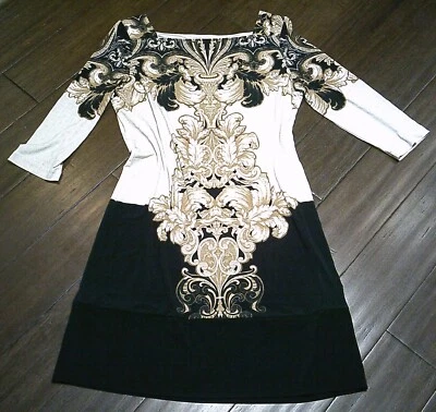 Vestido vaquero New York & Company elástico negro y dorado grande Foto 1 de 2