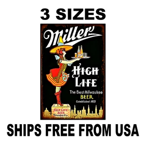 Miller High Life Sticker Decal  Sign Vintage Replica  Milwaukee Beer 3 Sizes - Picture 1 of 5