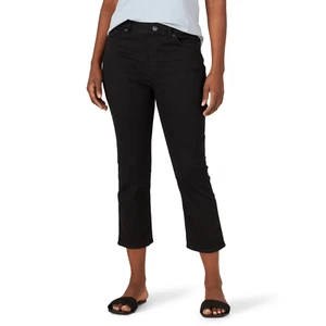 Pantalones de mezclilla para mujer Lee recortados con cigarrillos negros de altura alta calce ajustado escultura - Imagen 1 de 6