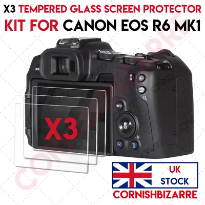 x3 TEMPERED GLASS LCD SCREEN PROTECTOR KIT FOR CANON EOS R6 MARK 1 - UK STOCK - Image 1 of 4