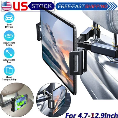 360° Car Back Seat Headrest Mount Tablet Holder for 4.7-12.9" iPad Phone Samsung - Image 1 of 4