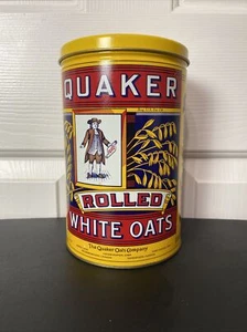 Réplica de lata de avena cuáquera vintage de etiqueta de 1896 de 8" de alto 1984 - Imagen 1 de 8