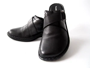 Thom McAn Shoes Womens 10M Casual Comfort Slip On Mule Clogs Black Leather Wedge - Picture 1 of 14