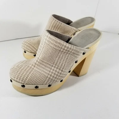 Zuecos Woolrich para mujer 9 plataforma de periodista sin cordones tacones de madera parte superior de lana Foto 1 de 4