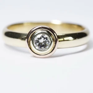 Ring Bandring 0,17 ct Brillant 14 Kt 585 Gold RG 51 Goldschmiedearbeit - Bild 1 von 7