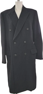 Abrigo Harrods Hombre Lana Doble Pecho Negro Largo Hecho en Inglaterra Foto 1 de 4