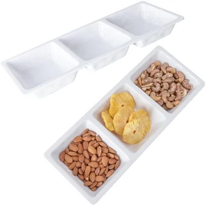Divided Serving Tray, 14.75”x 6” Reusable 3-Section Party Platters, Condiment... - Picture 1 of 6
