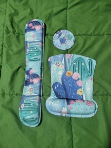 Set tre pezzi mousepad tastiera sottobicchiere cactus fiorito - poggiapolsi - Foto 1 di 8